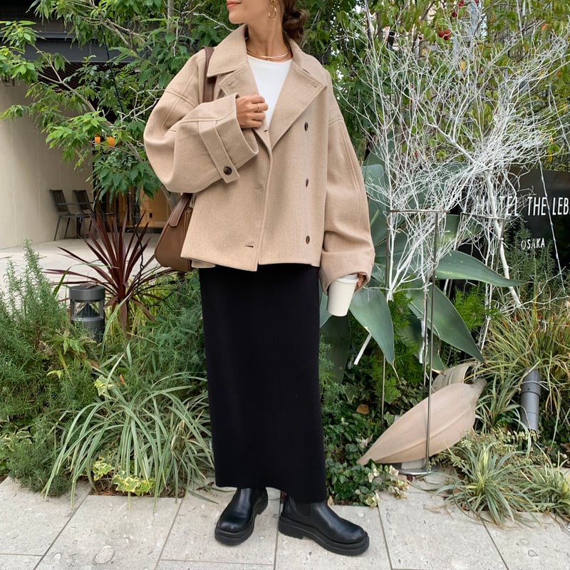 フェイクウールスタンドカラーショートコート | BLATE