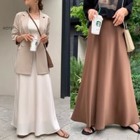 上質サテンフレアマキシスカート