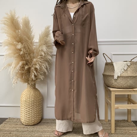 シンプルロングシアーシャツ