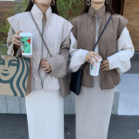 ニュアンス中綿ショートベスト