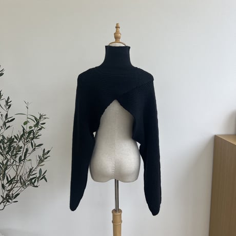 2wayハイネックカシュクールショートニット