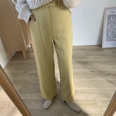 センタープレスストレートワイドパンツ