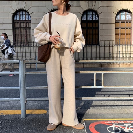 温か裏起毛ニュアンスワイドパンツ