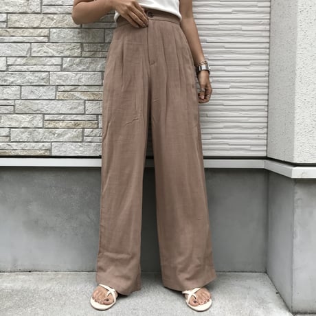 Original美ラインリネンフロントボタンワイドパンツ☆