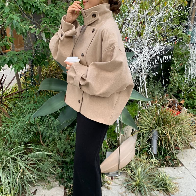 【blate】フェイクウールスタンドカラーポンチョコート　新品 フェイクウールスタンドカラーポンチョコート | BLATE