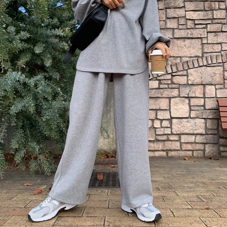 上質ニュアンス起毛リブワイドパンツ