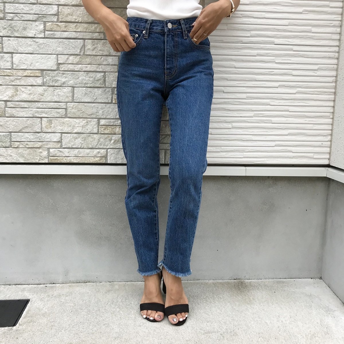 カットオフハイウエストブルーデニム | BLATE