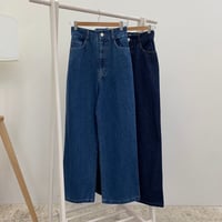バックリボンハイウエストワイドデニムパンツ