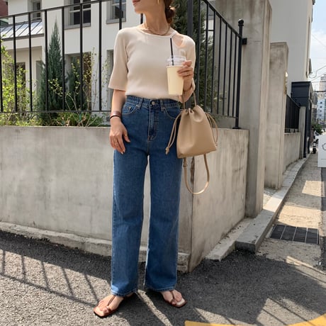 ウエストゴムストレッチストレートデニム