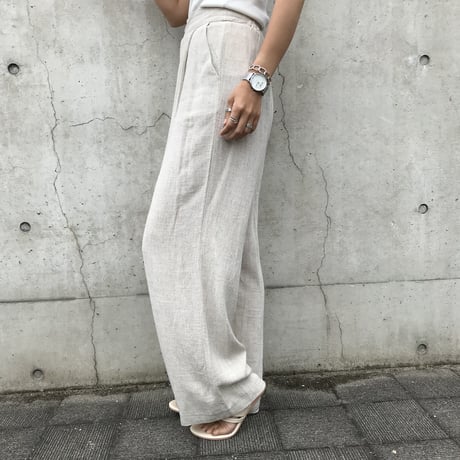 Original美ラインリネンフロントボタンワイドパンツ☆