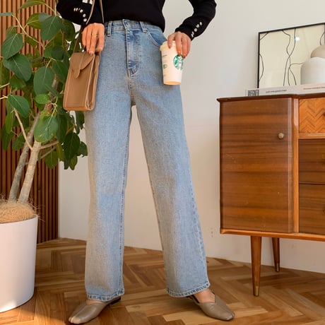 美脚・ウエストゴムストレッチストレートデニム