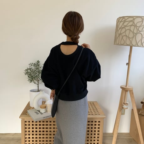 裏起毛バックオープンショートスウェット