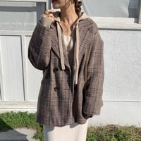 10/16入荷・チェック柄ダブルジャケットコート
