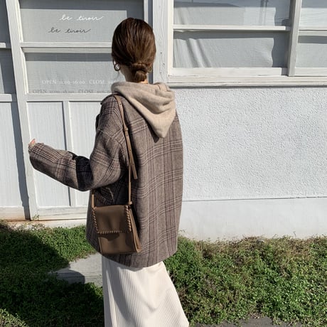 チェック柄ダブルジャケットコート