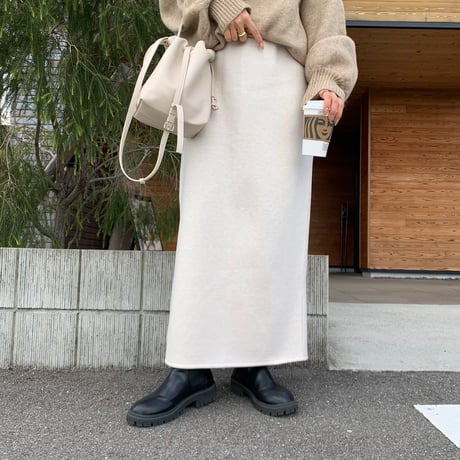温か裏起毛ニュアンスタイトスカート