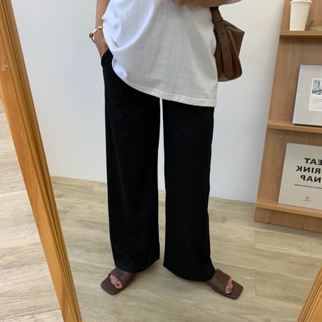 ボタン調節可能・マタニティーリラックスワイドパンツ