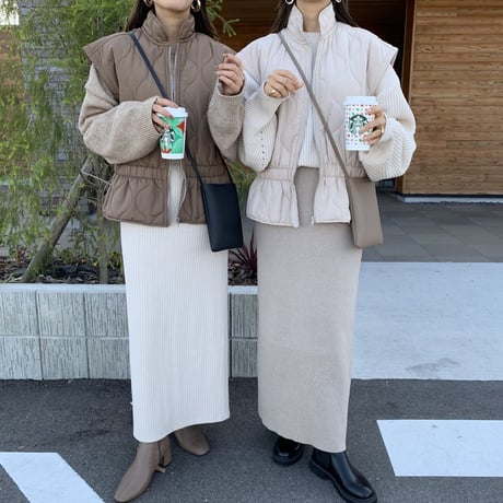 ニュアンス中綿ショートベスト