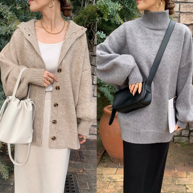 2つセット BLATE 2wayもちもちボリュームハイネックニット グレー 2wayもちもちボリュームハイネックニット | BLATE
