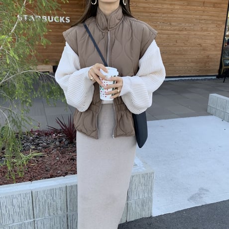 ニュアンス中綿ショートベスト