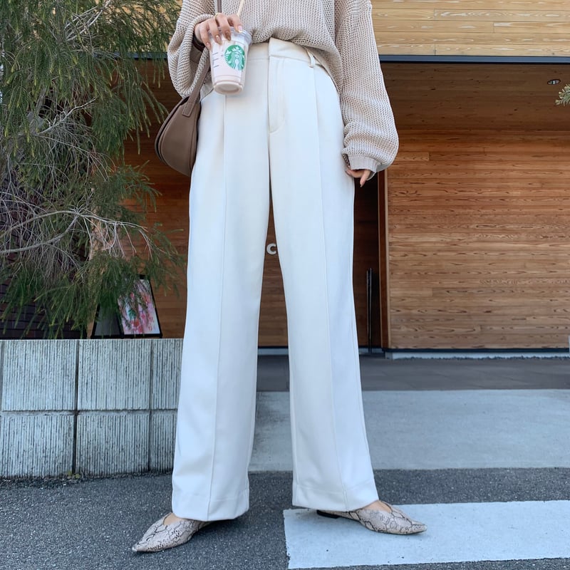即納・サイズ調節可能・美ライン上質タックラフワイドパンツ | BLATE