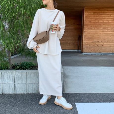 即納・上質ニュアンス起毛リブタイトスカート