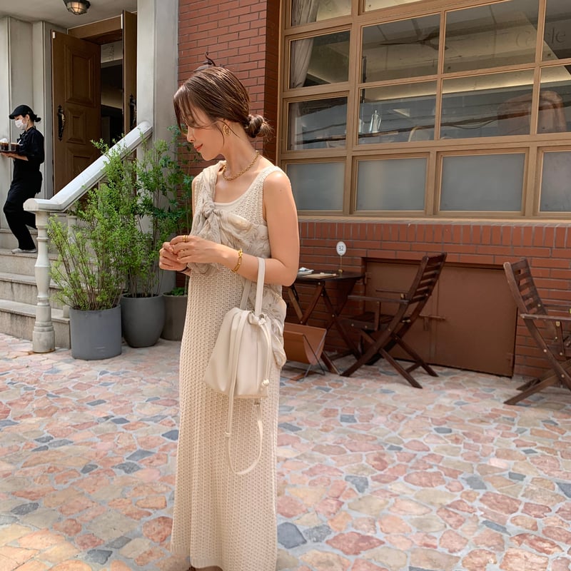 良デザイン　MELT THE LADY デザインワンピース　ジャケット　編み込み 良デザインMELT THE LADY デザインワンピースジャケット編み込み