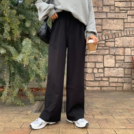 裏起毛タックワイドパンツ