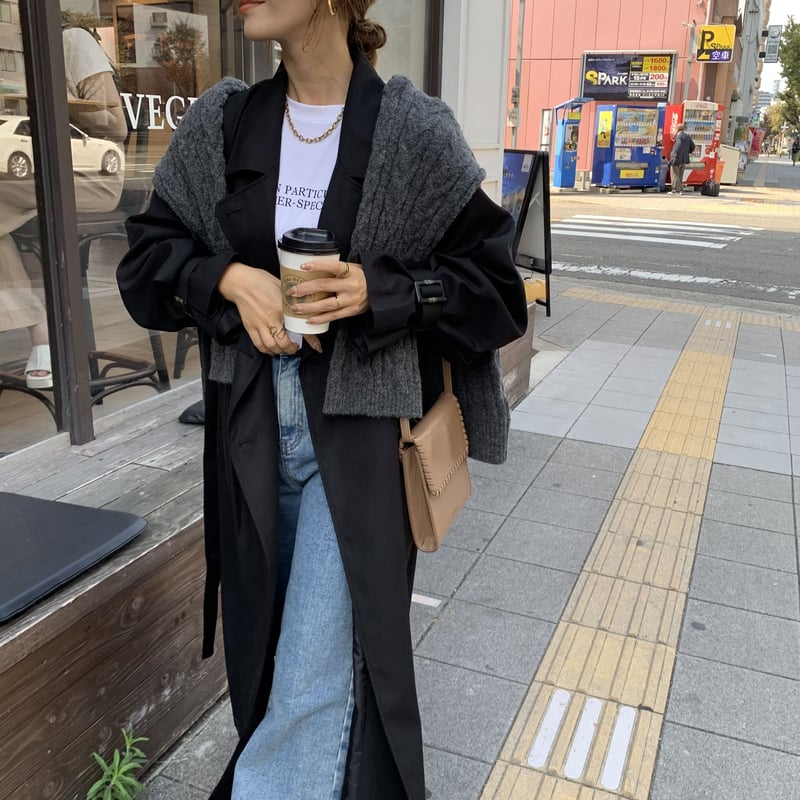 上質2wayロングトレンチコート ブラック | BLATE 