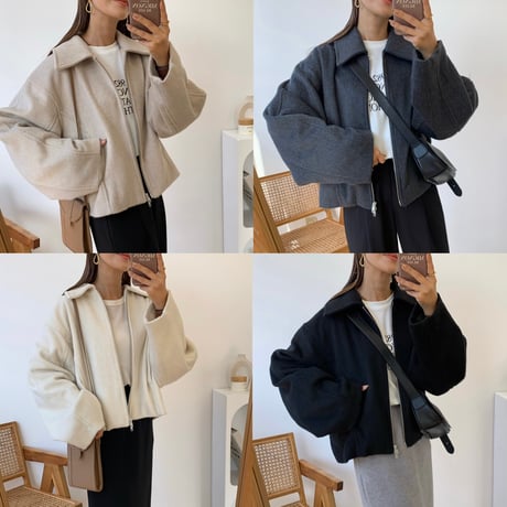 シャギージップジャケットショートコート
