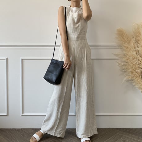 大人シンプルリネンサロペット