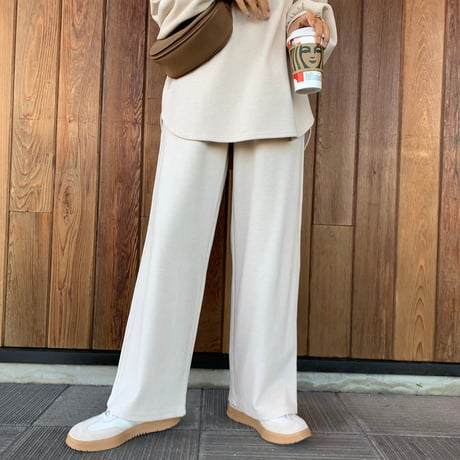上質ニュアンス起毛リブワイドパンツ
