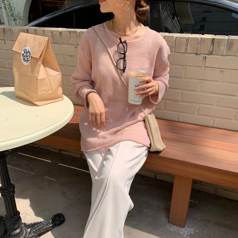 サマーピンクメッシュニット | BLATE