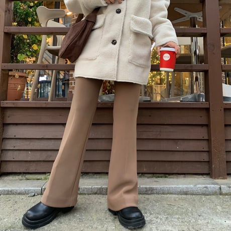 裏起毛細見えフレアパンツ