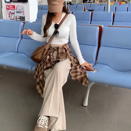 ニュアンスブラウンチェックシャツ