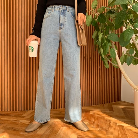 美脚・ウエストゴムストレッチストレートデニム