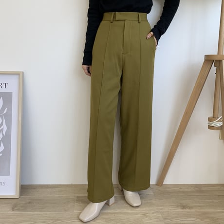 センタープレスストレートワイドパンツ