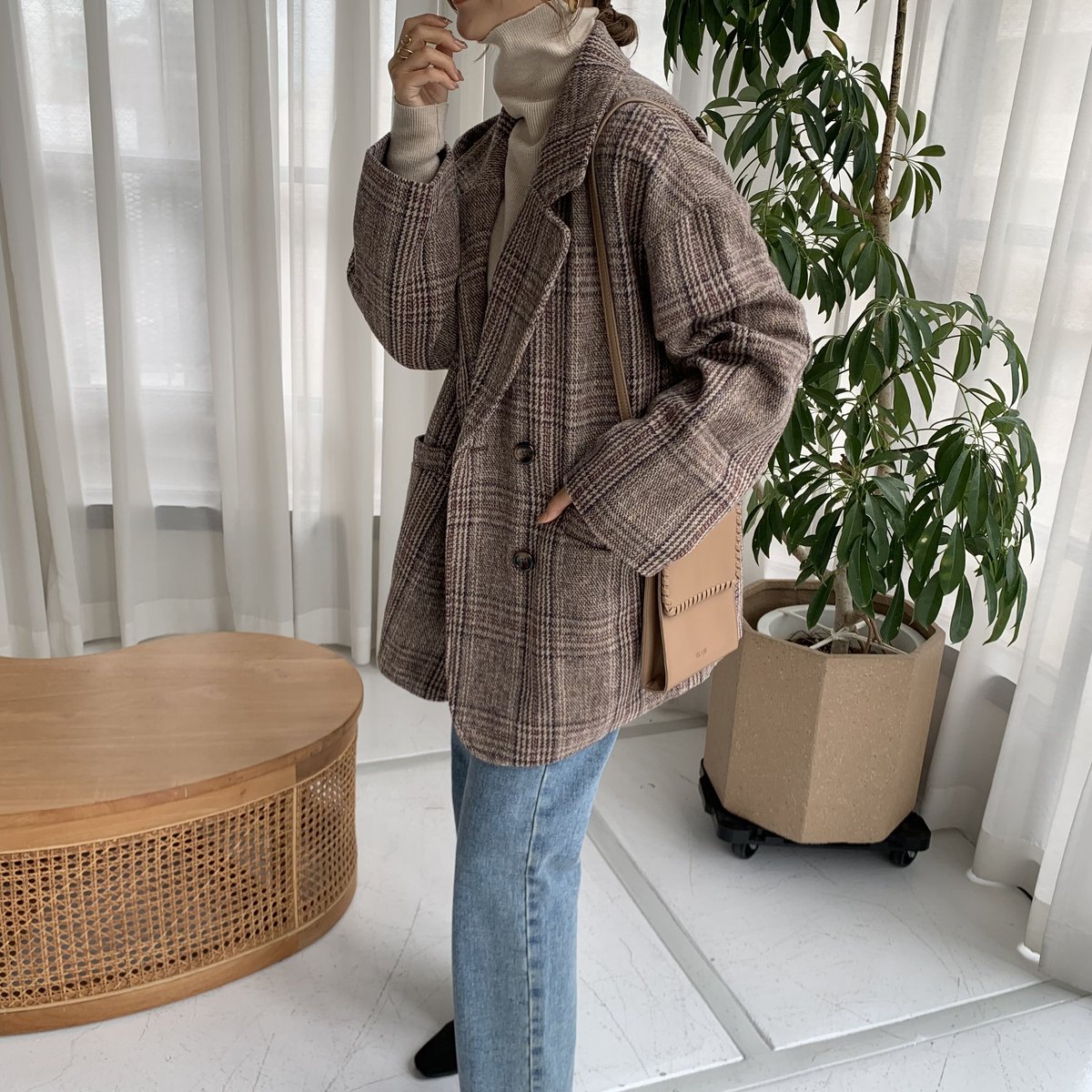 チェック柄ダブルジャケットコート | BLATE