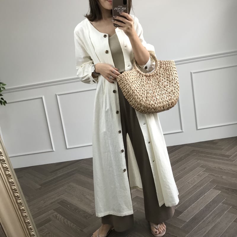 フロントボタンリネンガウンワンピース | BLATE