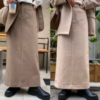 サイズ調節可能・ニュアンスウールロングスカート
