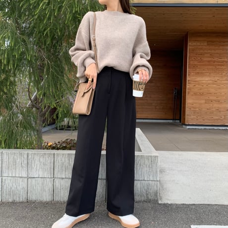 裏起毛タックワイドパンツ