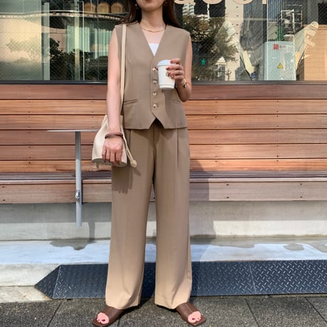 調節可能・着心地最高とろみタックワイドパンツ