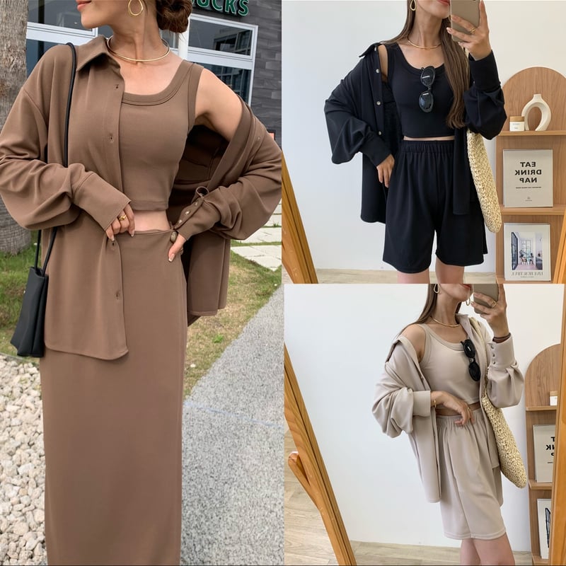BLATE ♡ ラッシュガード※ベージュ、シャツ＋ズボンの上下セット 水陸両用シンプルシャツラッシュガード | BLATE