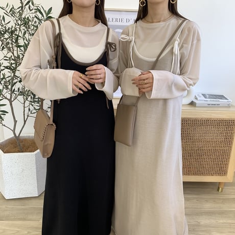 2WAYショルダーリボンキャミソールワンピース