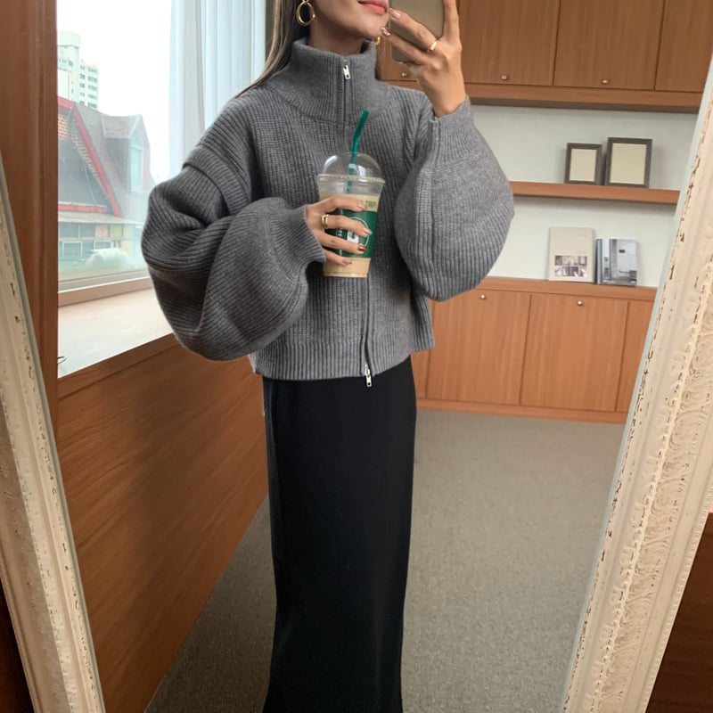 2wayハイネックダブルジップニット | BLATE