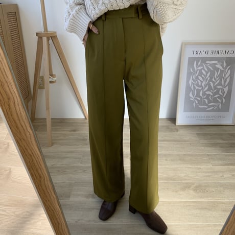 センタープレスストレートワイドパンツ