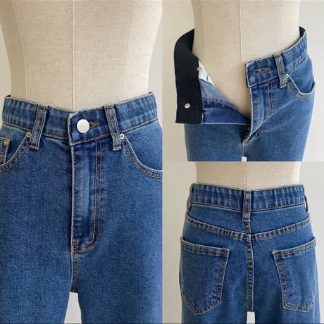 ウエストゴムストレッチストレートデニム