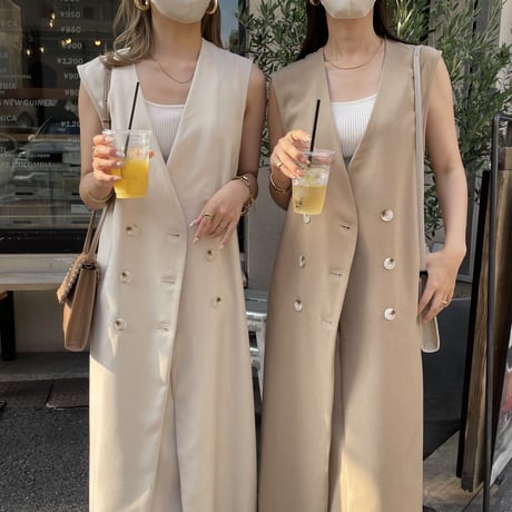 上質ニュアンスノーカラーロングジレ