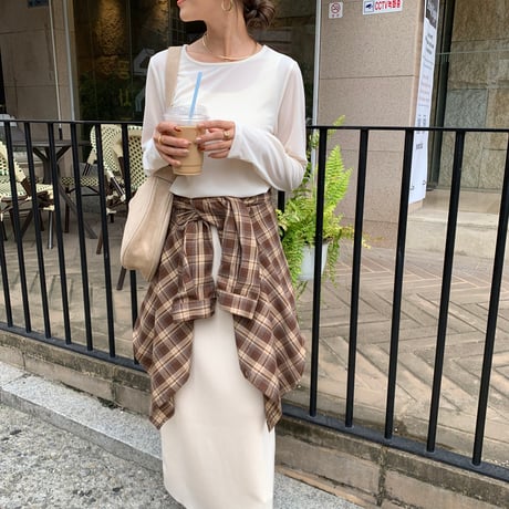 ニュアンスブラウンチェックシャツ