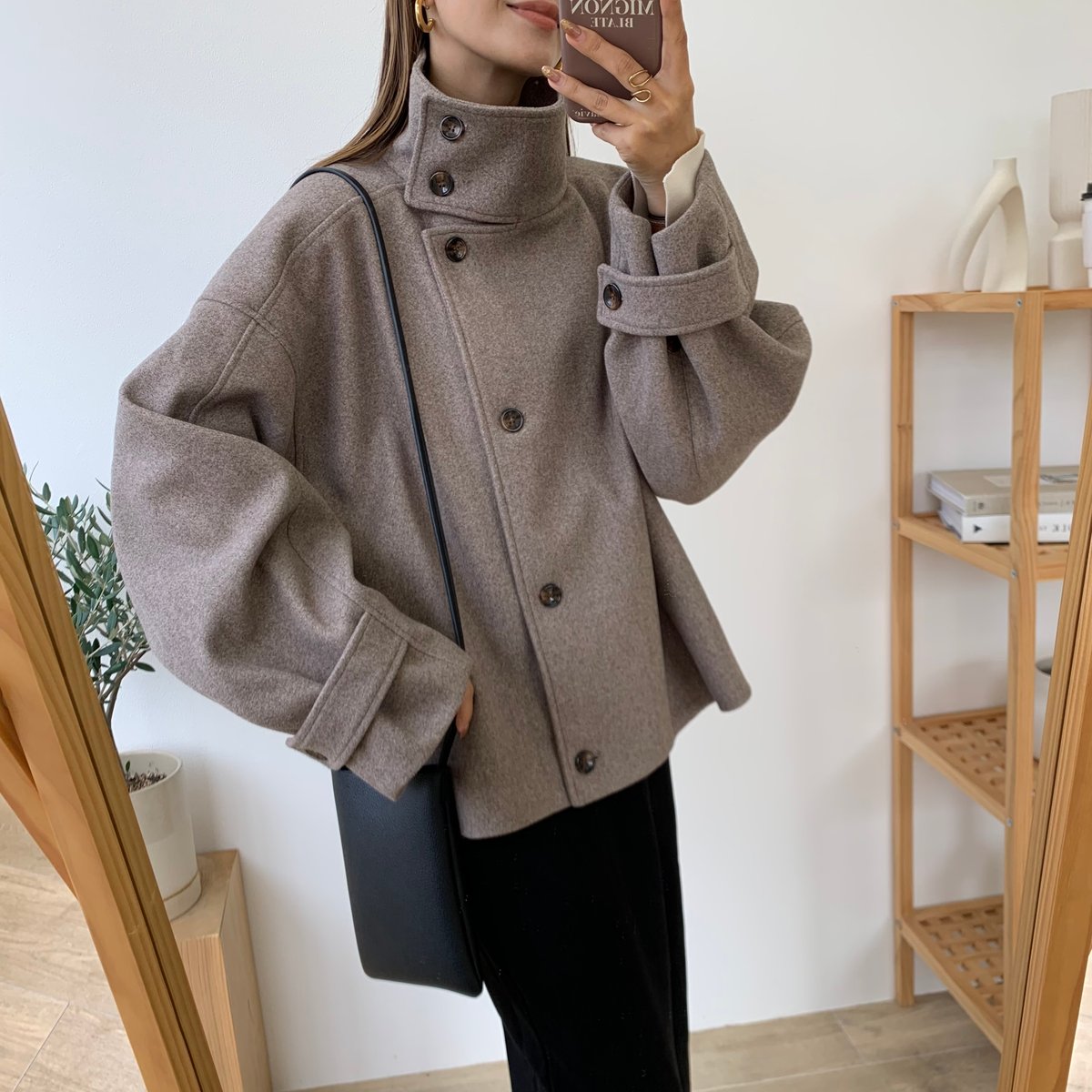 デプレ ウールスラブミックス うかっ ワイドカラーショートコート