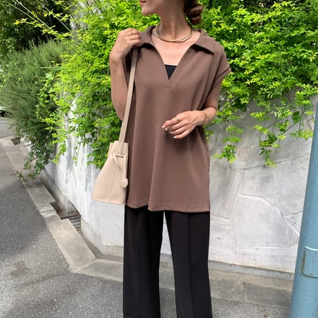 着心地抜群・キーネックフレンチスリーブTops